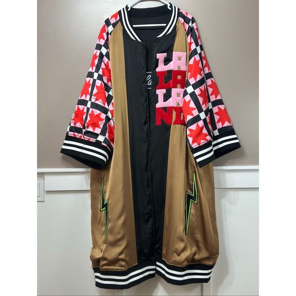 Dressed in LALA The Work of Art is You Reversible Kimono Bomber Jacket Cardigan - Picture 2 of 11